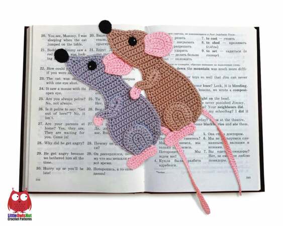 244 Crochet Pattern - Rat or Mouse Bookmark or decor - Amigurumi PDF file by Zabelina CP