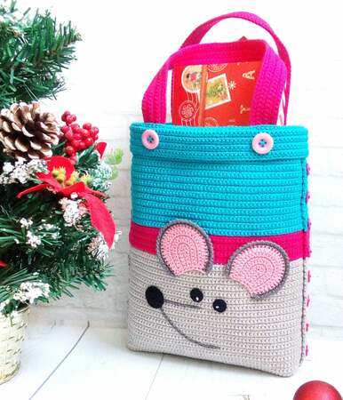 246 Crochet Pattern - Rat Mouse Bag for Christmas presents or New Year - Amigurumi PDF file by Zabelina CP