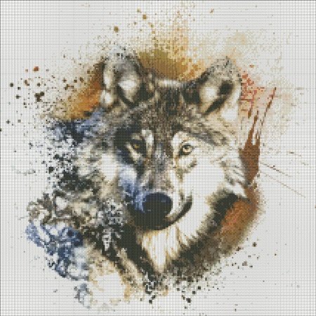 Wolf cross stitch, animal embroidery