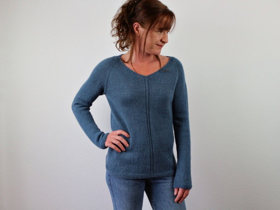 Top Down Raglan Sweater Knitting Pattern PDF