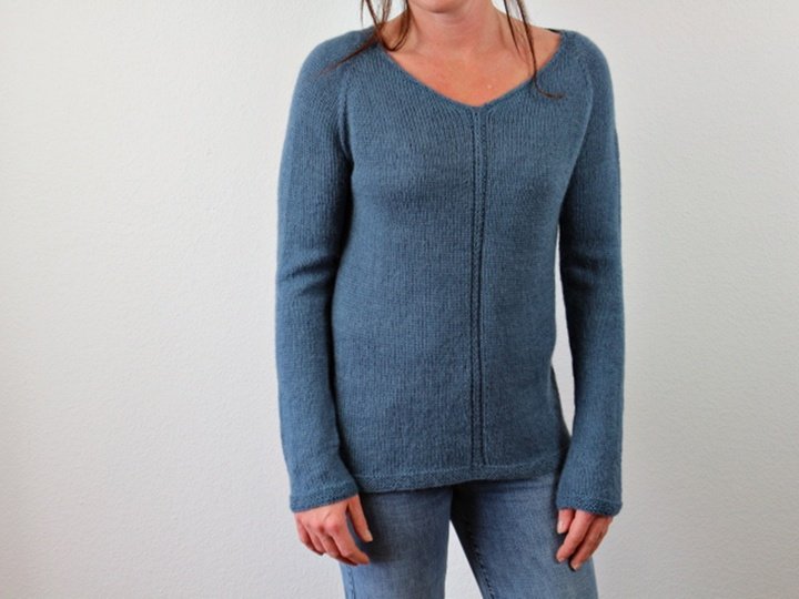 Top Down Raglan Sweater Knitting Pattern PDF