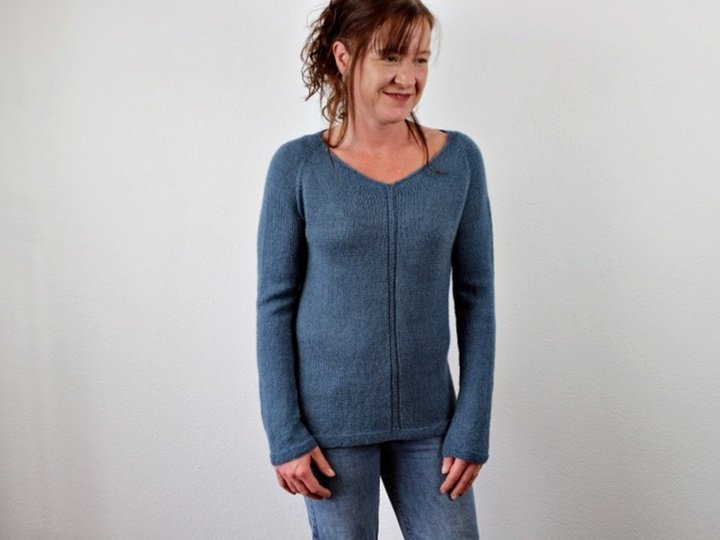 Top Down Raglan Sweater Knitting Pattern PDF