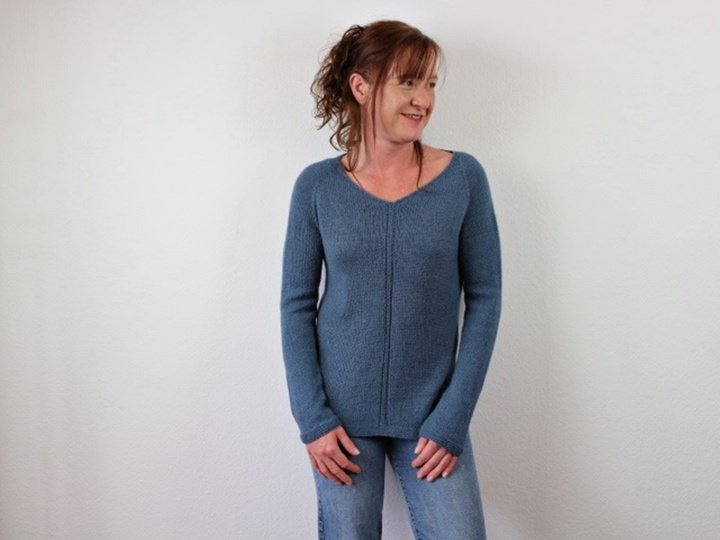 Top Down Raglan Sweater Knitting Pattern PDF