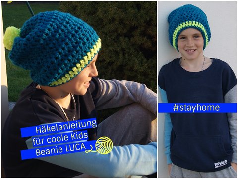 Häkelanleitung für Kinder: Beanie LUCA #stayhome