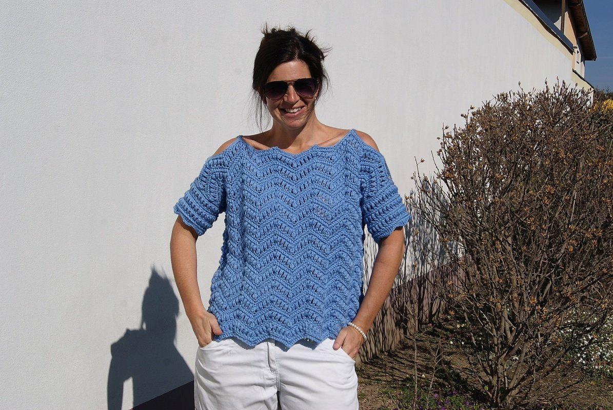 Häkelpulli ZICK-ZACK (Gr. S/M, L/XL) - Bild 3