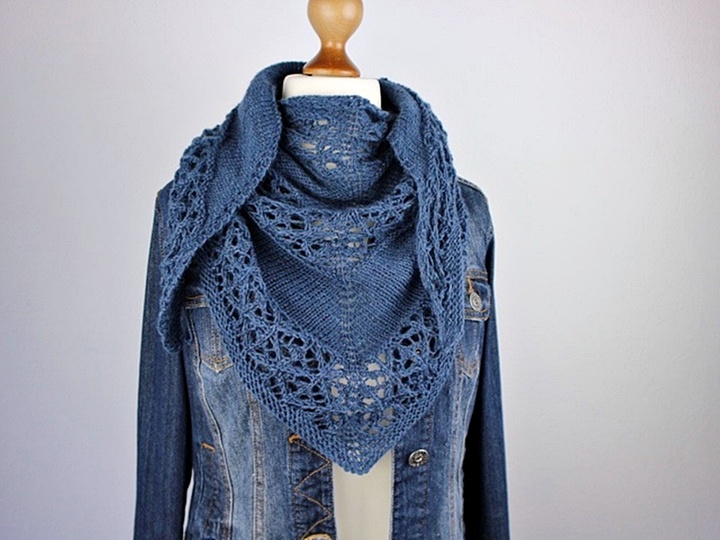 Knitting Pattern PDF Triangle Shawl – Lightweight Lace Boho Shawl