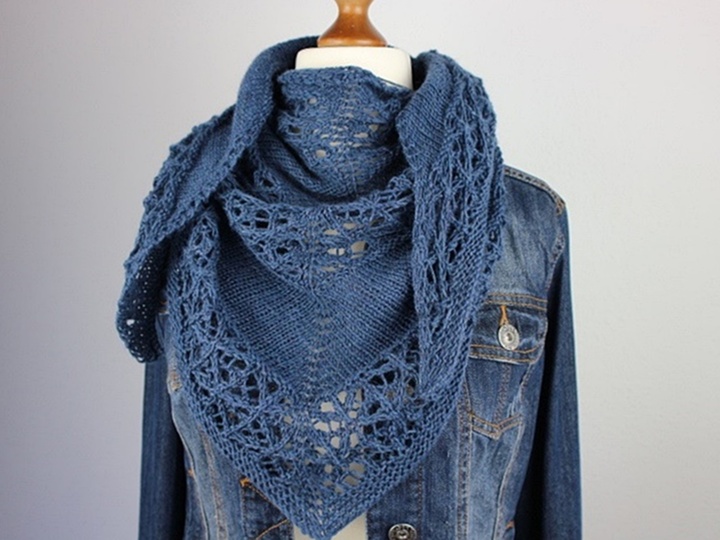 Knitting Pattern PDF Triangle Shawl – Lightweight Lace Boho Shawl