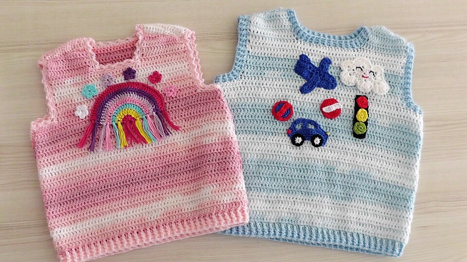 Pullunder Junis Häkelanleitung Mädchen und Jungen Variante in 2 Größen 3-4Jahre /5-6Jahre