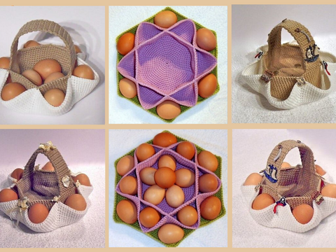 S09DE Sparset 2 Häkelanleitungen Hausdeko - Großes und kleines Ostereierkörbchen - PDF Sharapova CP