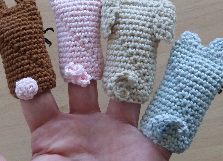 Häkelanleitung für Fingerpuppen, 10 verschiedene Tiere