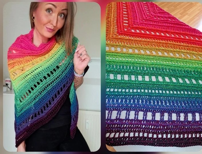 Tuch Fiona häkeln Dreieckstuch Schultertuch Häkeltuch