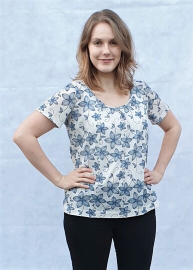 Gloria Women’s Jersey Shirt with Folds and 4 Sleeve Lengths EU34–50 US4-20