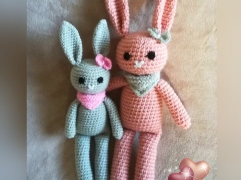 Kuschelhasen Smilla & Lina in 2 verschiedenen Häkelnadelstärken, Häkelanleitung