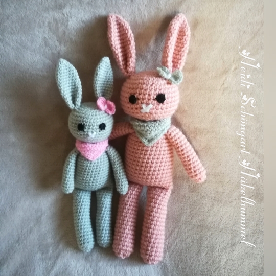 Kuschelhasen Smilla & Lina in 2 verschiedenen Häkelnadelstärken, Häkelanleitung