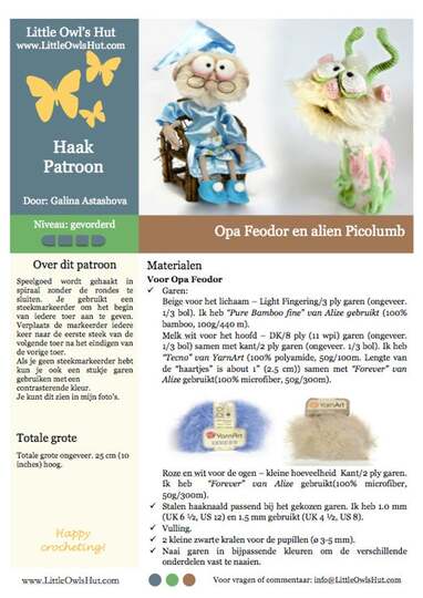 058NLY Opa Feodor en alien Picolumb - Amigurumi Haak Patroon - PDF by Astashova CP