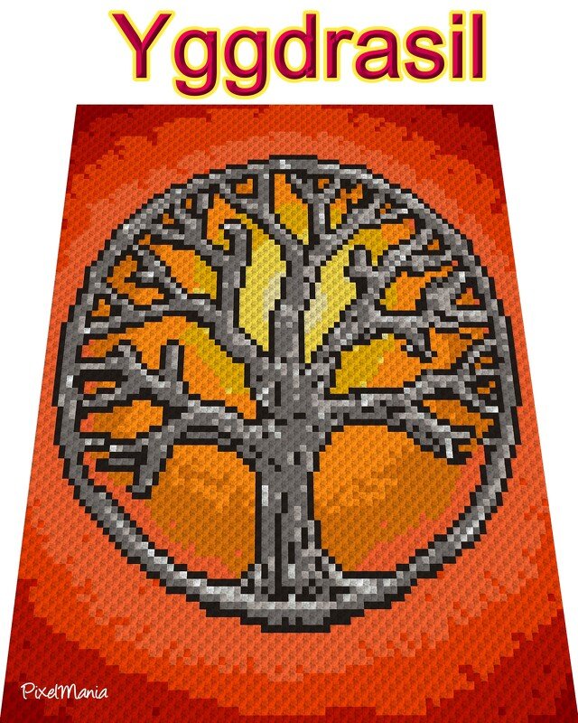 Häkelmuster * Yggdrasil & THE Rising SUN * Grafik für C2C Decke