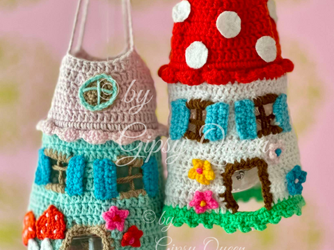 Häkelanleitung Feenlicht – Fliegenpilzhaus & Feenhaus, PDF DIY Anleitung