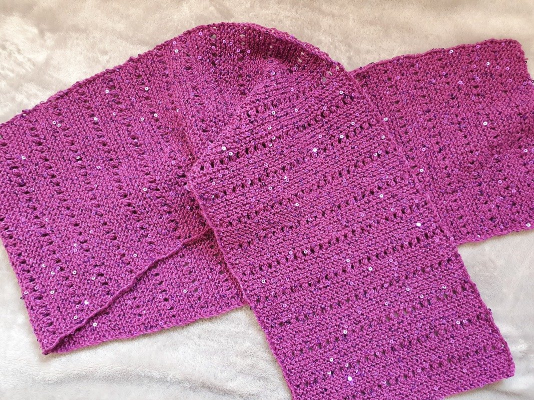 Strickanleitung Langschal aus Paillettenwolle