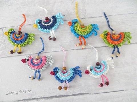 Häkelanleitung - bunte Vögel - Anhänger Frühlings- oder Osterdeko