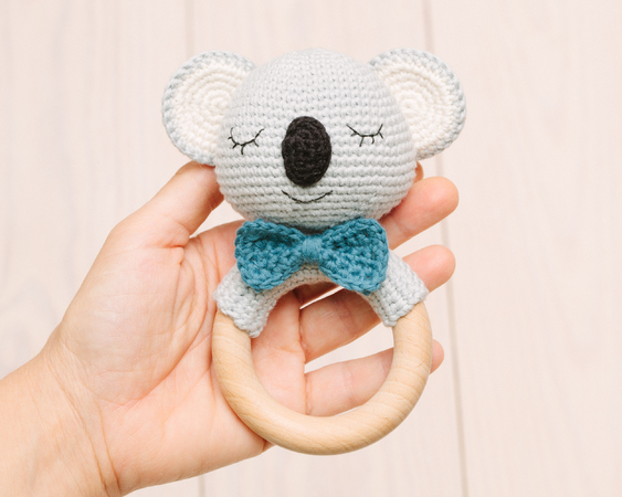 Crochet koala baby rattle
