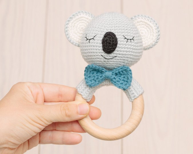 Crochet koala baby rattle