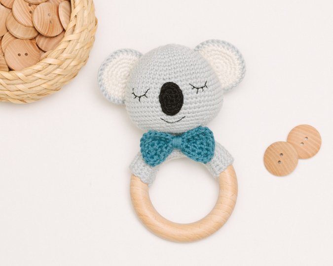 Crochet koala baby rattle