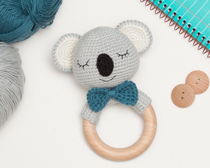 Crochet koala baby rattle