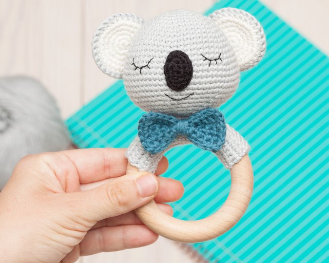 Crochet koala baby rattle