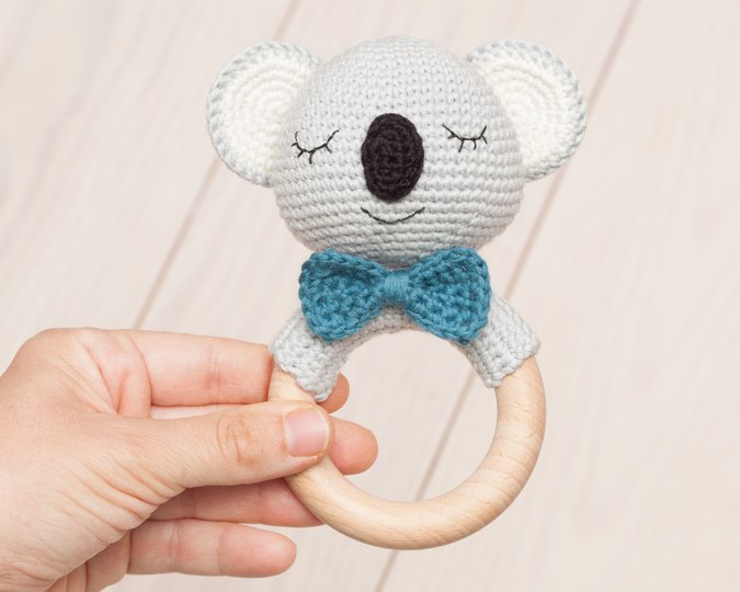 Crochet koala baby rattle