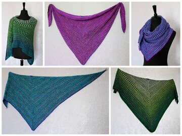 Strickanleitung Tuch, Halstuch, Dreieckstuch mit Hebemaschen Walk the Line