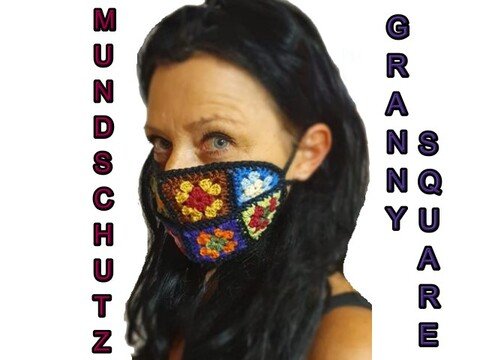 Gehäkelte Mundmaske * GrannY SquarE * - Kein Medizinprodukt