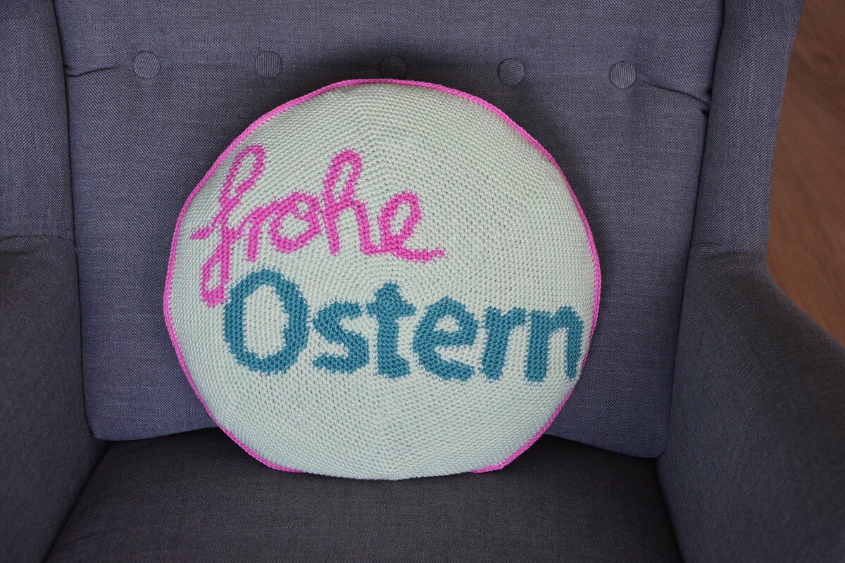 Frohe Ostern Häkel-Kissen rund Häkelanleitung - Bild 5