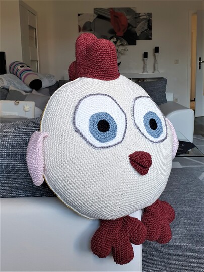 165 Häkelanleitung Kissen Wendekissen Huhn Küken