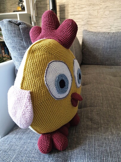 165 Häkelanleitung Kissen Wendekissen Huhn Küken