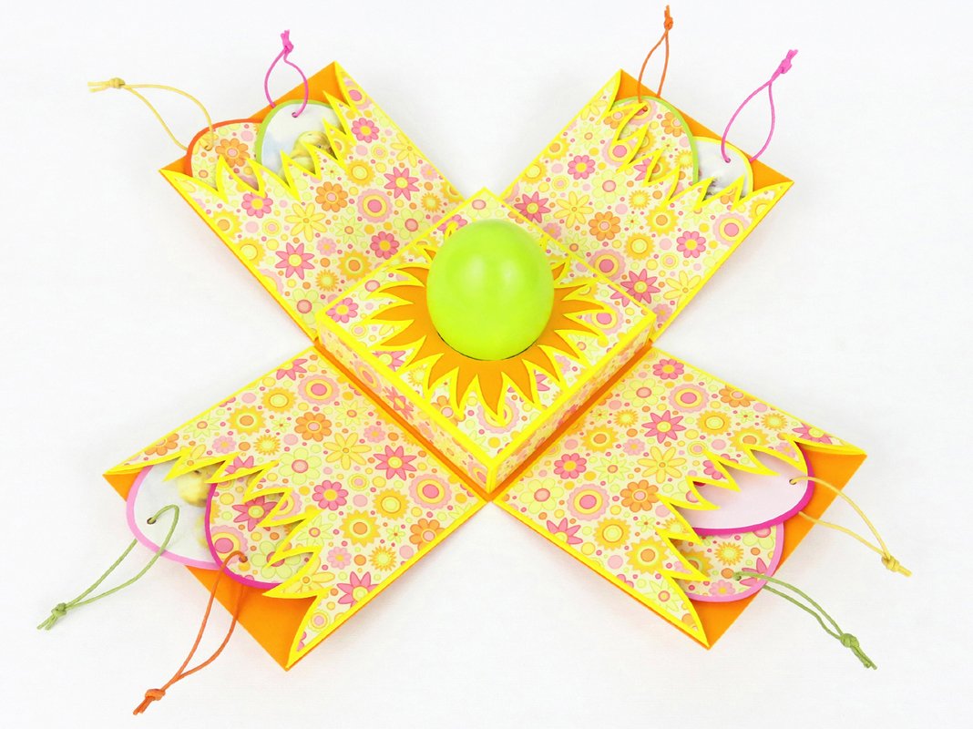 Explosionsbox für ein Osterei – Bastelvorlagen und Anleitung