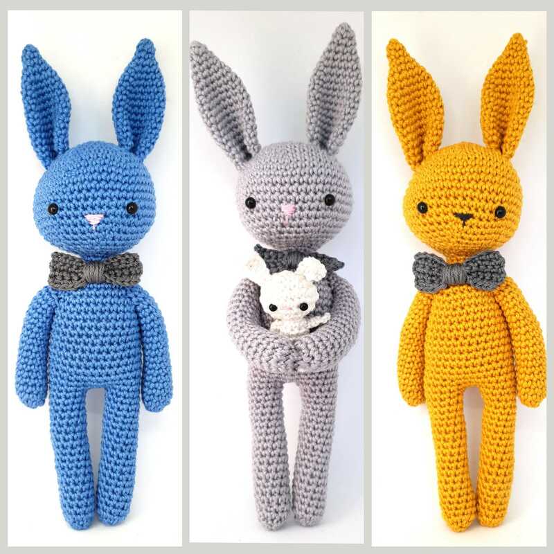 Haekelicious Hase groß mit Baby und Rucksack