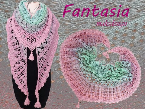 Häkelanleitung großes flaches Tuch Fantasia