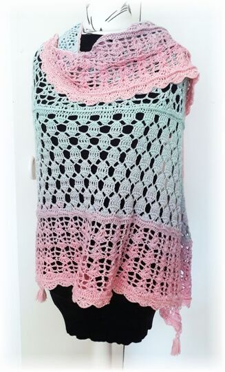 Häkelanleitung großes flaches Tuch Fantasia