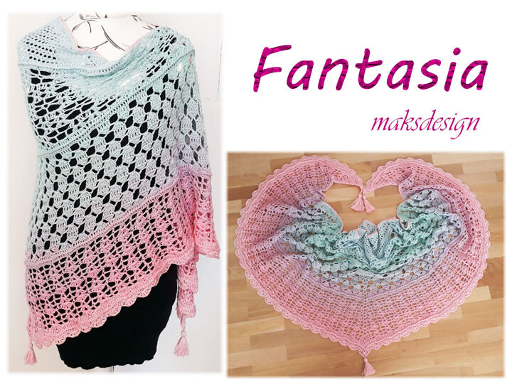 Häkelanleitung großes flaches Tuch Fantasia