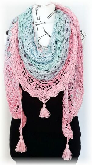 Häkelanleitung großes flaches Tuch Fantasia