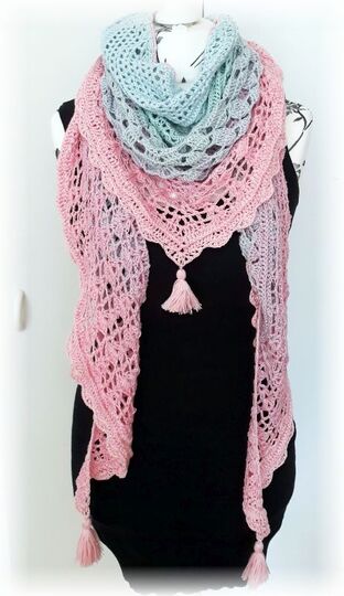 Häkelanleitung großes flaches Tuch Fantasia