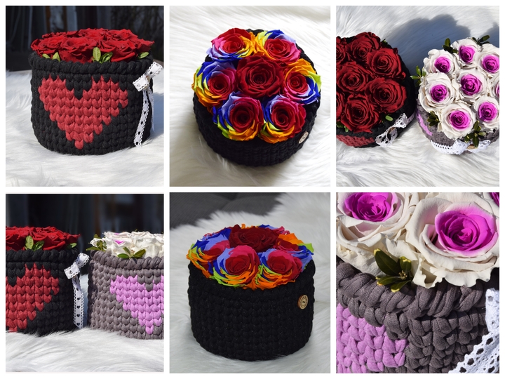 - INFINITY - Geschenkkörbchen häkeln mit Holzboden, Rosenkörbchen, Muttertag, Valentistag, Geburtstag, Anleitung 219