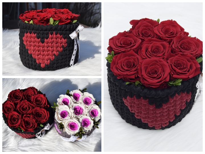 - INFINITY - Geschenkkörbchen häkeln mit Holzboden, Rosenkörbchen, Muttertag, Valentistag, Geburtstag, Anleitung 219