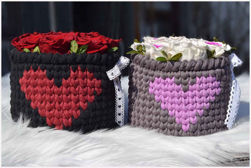 - INFINITY - Geschenkkörbchen häkeln mit Holzboden, Rosenkörbchen, Muttertag, Valentistag, Geburtstag, Anleitung 219