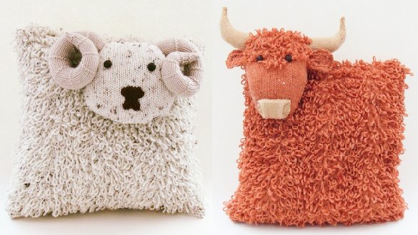 Heilan Coo &amp; Shetland Sheep Cushion Knitting Patterns