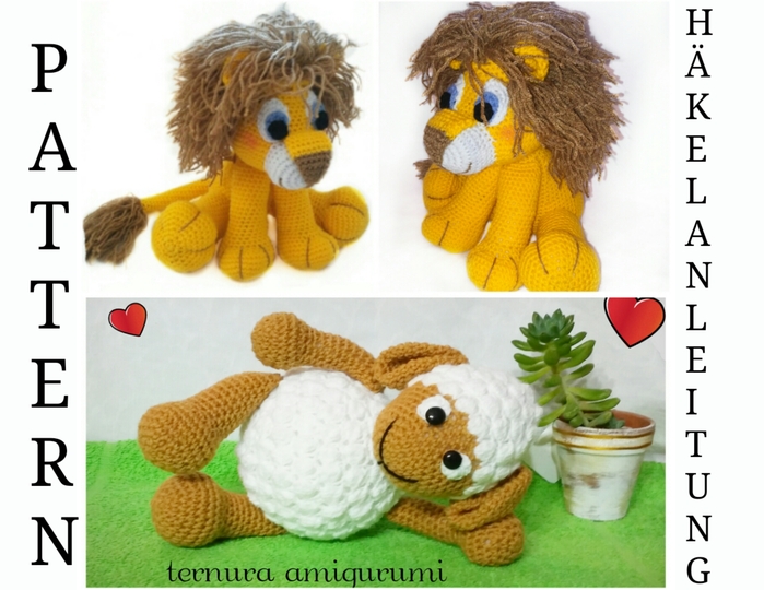 Häkelanleitung schafe +  Jack der löwe PDF Ternura Amigurumi