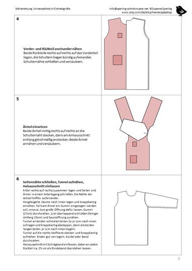 Nähanleitung und Schnittmuster Arbeitskittel in Einheitsgröße