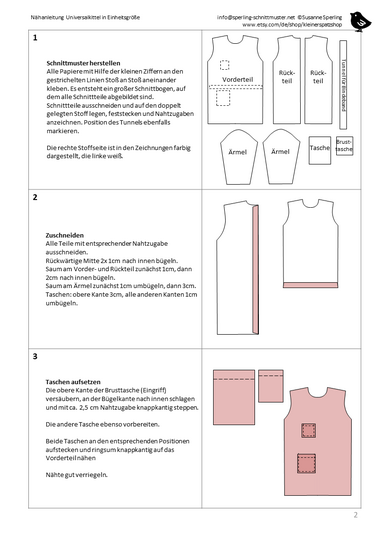 Nähanleitung und Schnittmuster Arbeitskittel in Einheitsgröße