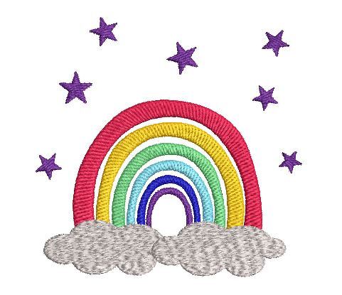 Stickdatei Regenbogen auf der Wolke Vollstick SET verschiedene Größen - Bild 3