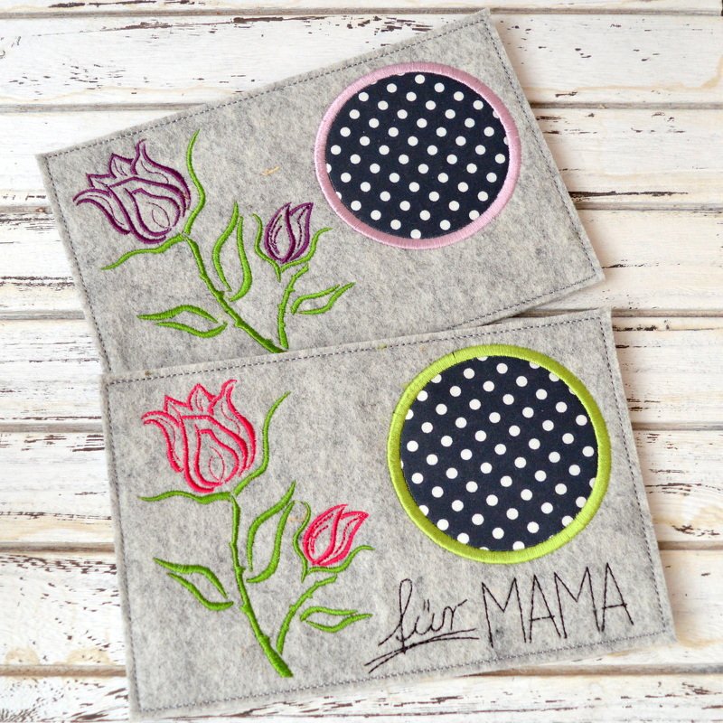 Stickdatei Untersetzer Rose MugRug 13x18cm und 13x20cm